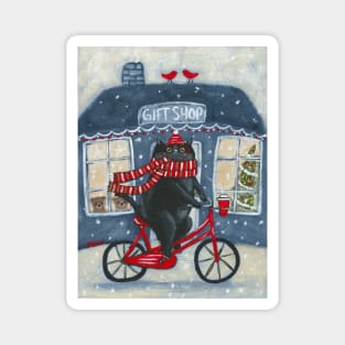 Christmas Gift Shop Bicycle Ride Magnet