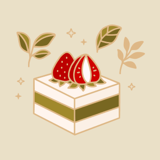 Matcha cake with strawberries T-Shirt