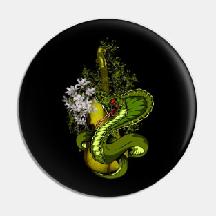 Wonderful violin with awesome snake and flowers Pin