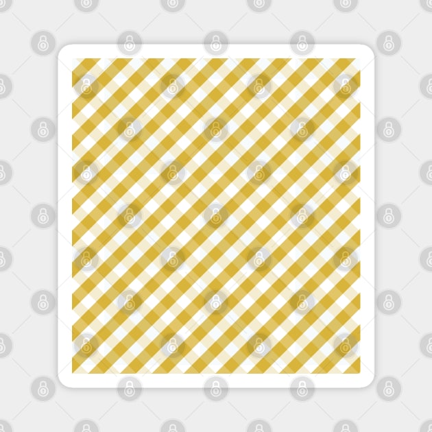 Mustard Yellow and White Check Gingham Plaid Magnet by squeakyricardo