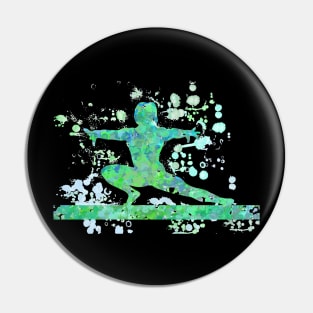 Gymnastics Beam Watercolor Design in Blues and Greens Pin