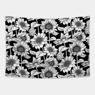 Sunflowers Line Art Tapestry