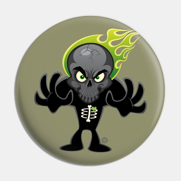 SkullyDawg Green Flame Pin by Goin Ape Studios