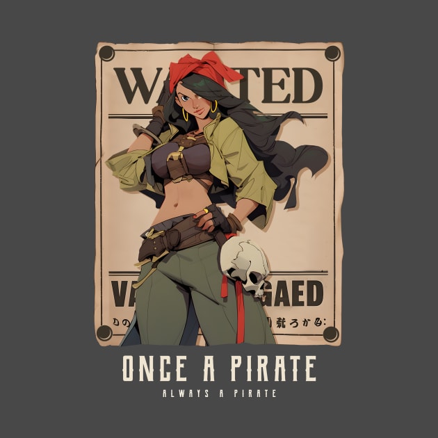 Girl Pirate Wanted Poster Anime by Tip Top Tee's