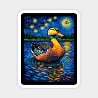 Duck in starry night Magnet