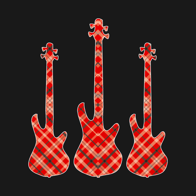 Red Black Plaid Matching Christmas Pattern Bass Player by jodotodesign