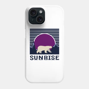 minimalistic purple sunrise with polar bear Phone Case