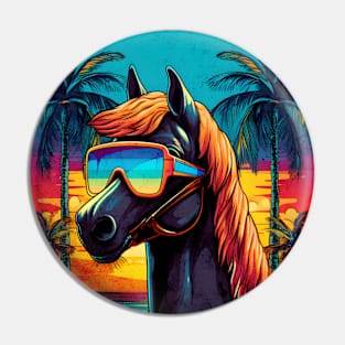 Retro Wave Thoroughbred Horse Pin