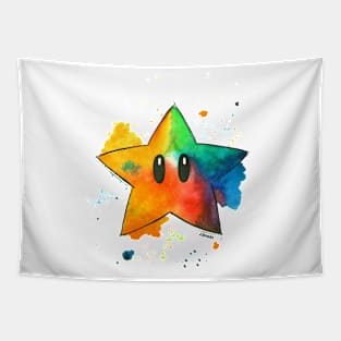 Superstar Watercolor Mario Design Tapestry