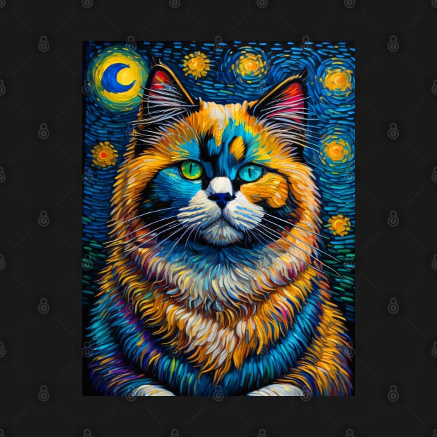 The Ragdoll Cat in starry night by FUN GOGH