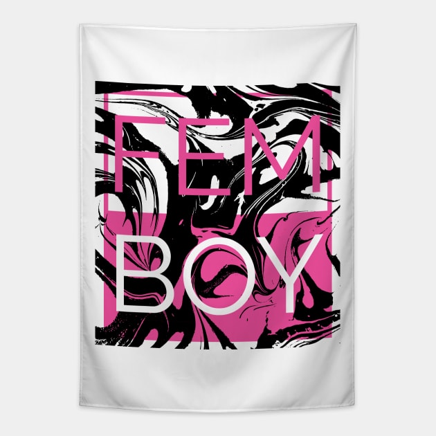 Femboy Vaporwave Marble Tapestry by Perpetual Brunch