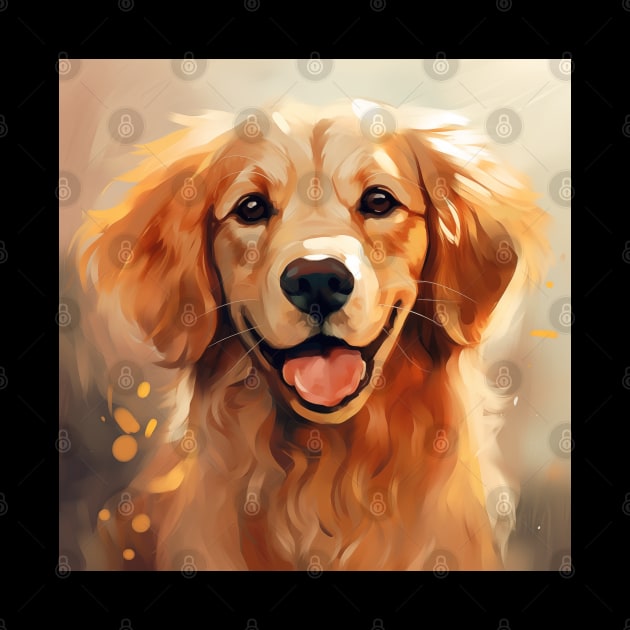 Golden Retriever Energy Watercolor Puppy Eyes Dog Lovers V2 by Elysian Alcove