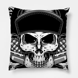 skull barber Pillow