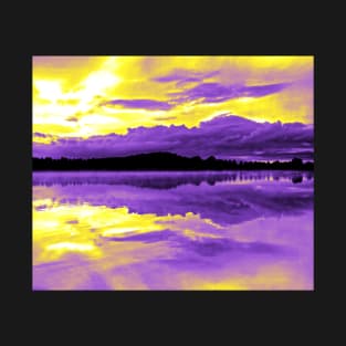 Nonbinary Pride Sunset & Clouds over a Lake Landscape T-Shirt