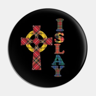 Tartan Islay and Celtic Christian Cross Pin