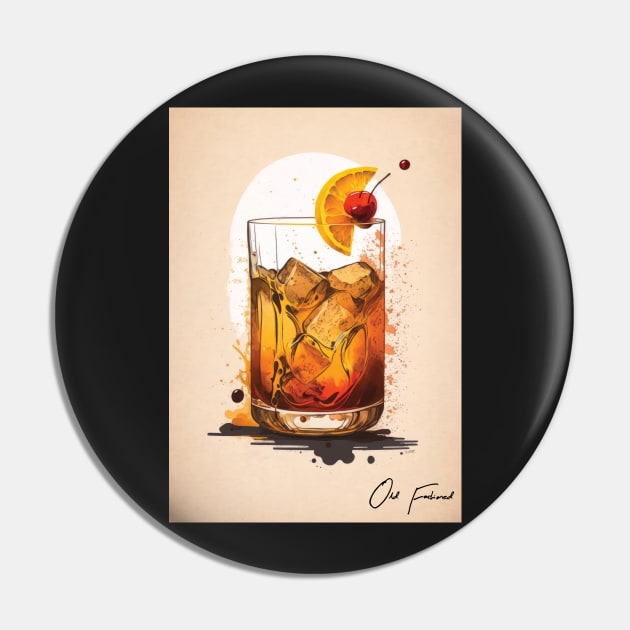 Vintage Vibes: The Old Fashioned Cocktail in Rustic Sketch Pin by Focused Instability