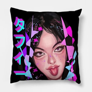 Retrowave Kawaii Girl in Toffee Pillow