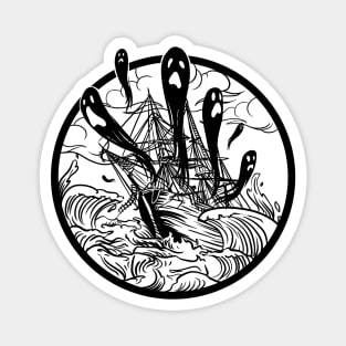 Ghost Ship Pirate Folklore Nautical Illustration Magnet