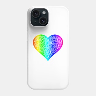 Bright Rainbow Leopard Print Heart Phone Case