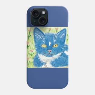 Blue kitten cat art Phone Case