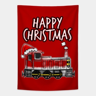 Happy Christmas Train Diesel Locomotive Rail Enthusiasts Tapestry