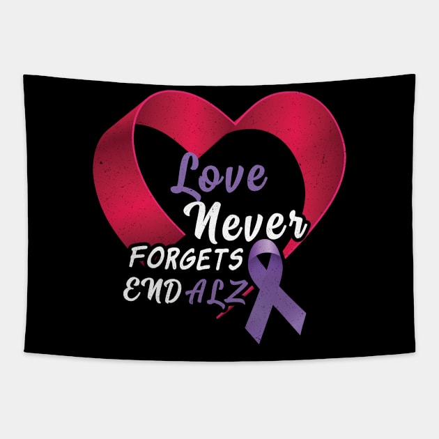 Love Ribbon Alzheimer Alzheimers Awareness Tapestry by CrissWild