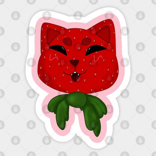 Strawberry Cat - Strawberry - Sticker