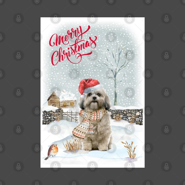 Shih Tzu Merry Christmas Santa Dog by Puppy Eyes