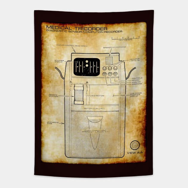 Parchment Showing Futuristic Medical Scanner Tapestry by Starbase79