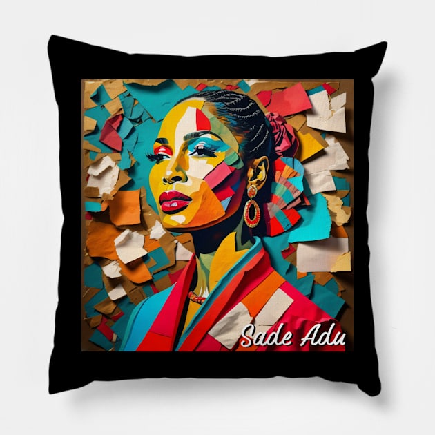 Sade Adu // Paper Art Pillow by Otmr Draws