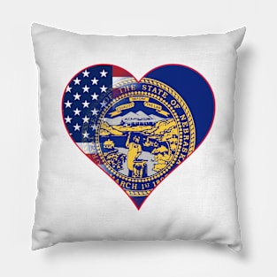 Nebraska Flag and American Flag Fusion Design Pillow