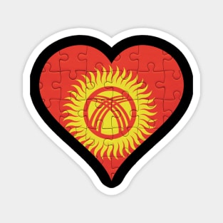 Kyrgyzstani Jigsaw Puzzle Heart Design - Gift for Kyrgyzstani With Kyrgyzstan Roots Magnet