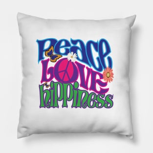 Retro Peace Love Hippieness Pillow