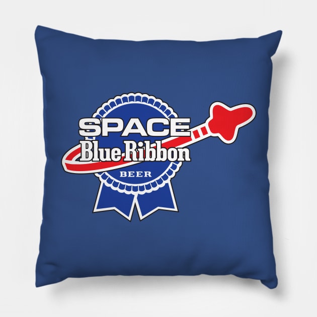 Space Blue Ribbon Beer Pillow by Fleebnork