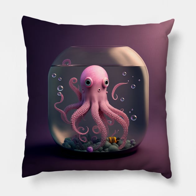 Baby Octopus Pillow by Buff Geeks Art