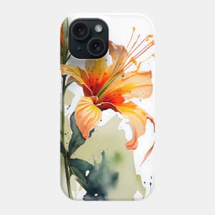 A Beautiful Orange Daylily Day Lily Watercolor Design Phone Case