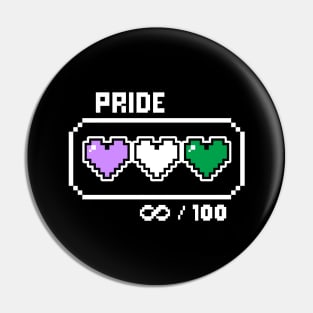 Genderqueer Pride Videogame Life Bar Hearts Pin