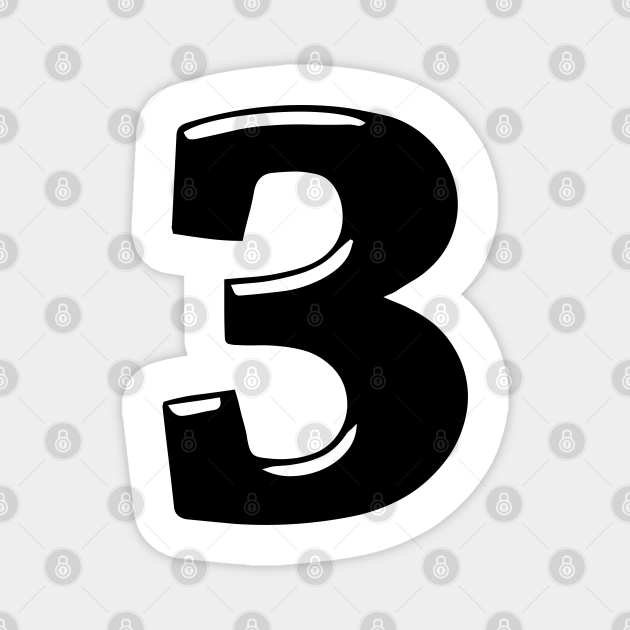Number 3 black text in 3d font style - Number 3 - Magnet | TeePublic