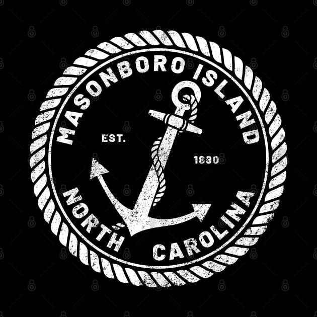 Vintage Anchor and Rope for Traveling to Masonboro Island, North Carolina by Contentarama