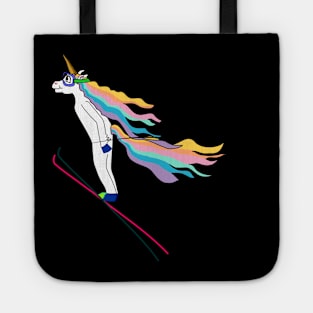 Ski jumping Unicorn in an elegant flight Tote