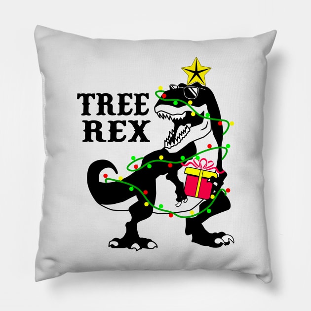 Tree Rex Christmas Pillow by FUNNYTIMES