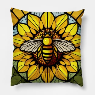 Bee on a Sunflower Pillow