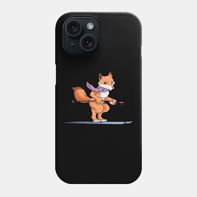 Beautiful fox as a skier Phone Case by Markus Schnabel