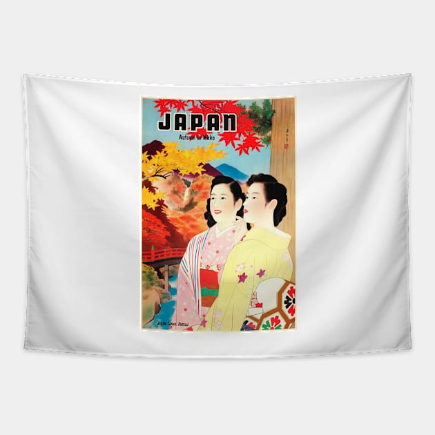 JAPAN Autumn in Nikko Japanese Travel Bureau Vintage Travel Tapestry by vintageposters