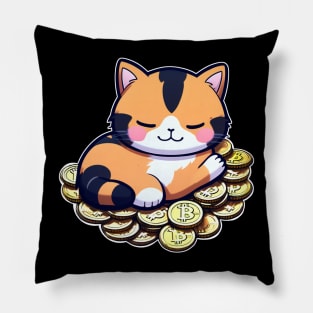 Crypto Cat HODL Bitcoin Design Pillow