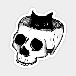 Black Cat Skull Magnet