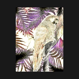 PURPLE INK PARROT DECO POSTER VINTAGE MACAW PALM PRINT T-Shirt