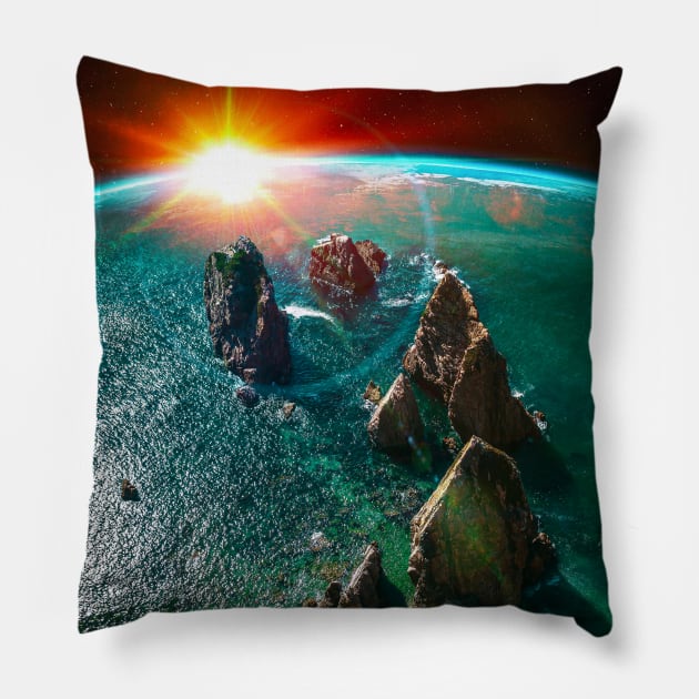 Over The Horizon Pillow by SeamlessOo