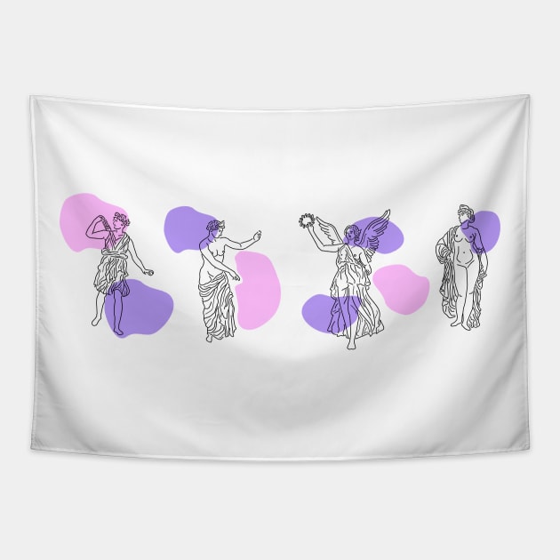 Greek Goddess purple Tapestry by candelanieto