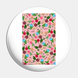 Red, pink, blue and maroon flower pattern with peach color background Pin